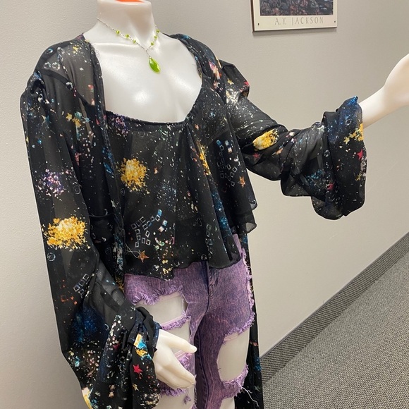 Galaxy print drawstring robe - Picture 4 of 5